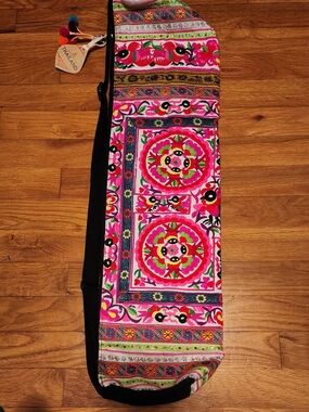 Handcrafted Pink Embroidered Women’s Yoga Bag